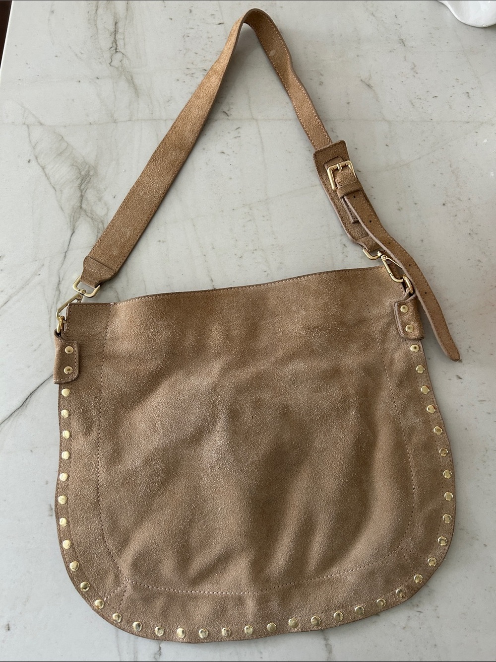 Tan Suede Hobo Bag